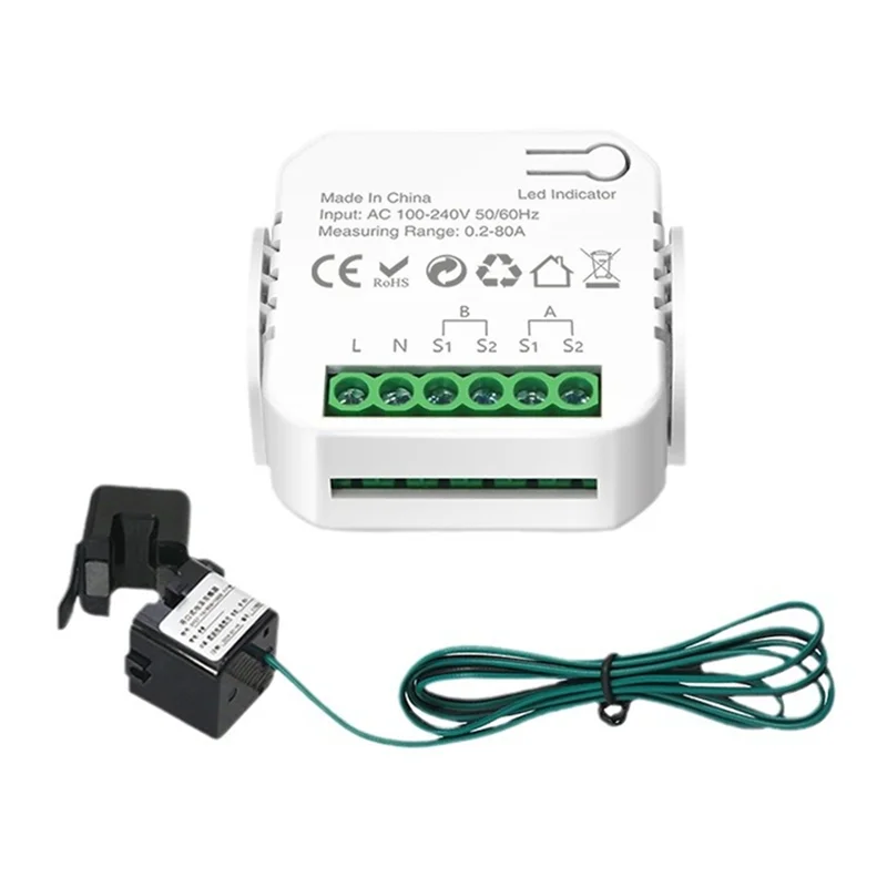 

Tuya Wifi Smart Meter Smart Energy Meter 80A Current Transformer Solar PV Power Production Consumption Monitor 1CT-AA70