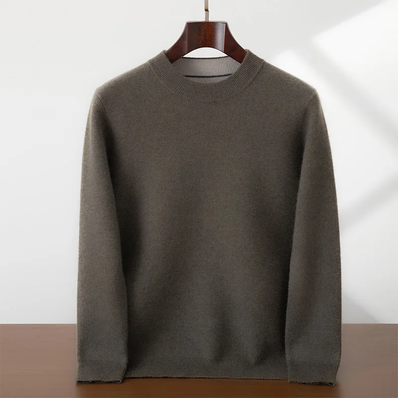 Softcash novo masculino o-pescoço camada de ar pulôver grosso 100% cashmere gola alta camisola de alta qualidade clássico macio quente malhas topos