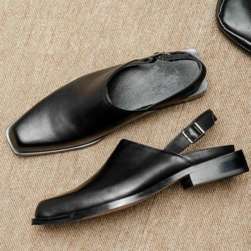 Sandalias marrones para hombre, zapatos de vestir y hebilla con correa, hechos a mano, de negocios, a la moda, talla 38-46