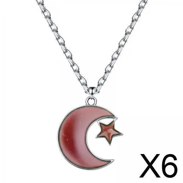 

6x Mood Necklace Moon Star Shape Temperature Sensing for Wife Girlfriend Mom