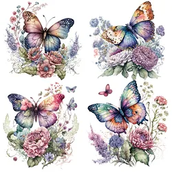 Retro Butterfly Flower Patches For Heat Transfer Clothes Christmas Day Thermal transfer stickers Decoration Printing