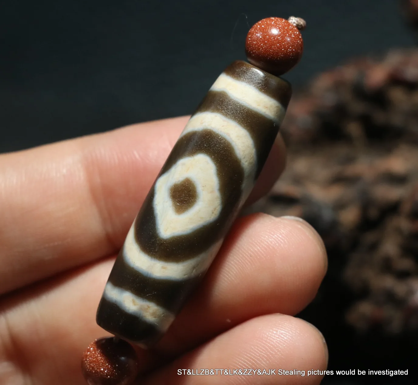 

Unique Energy Tibetan Old Agate 2 Diamond Eye Symbolize dZi Bead Amulet 44MM 3A+ LKbrother Talisman Treasure