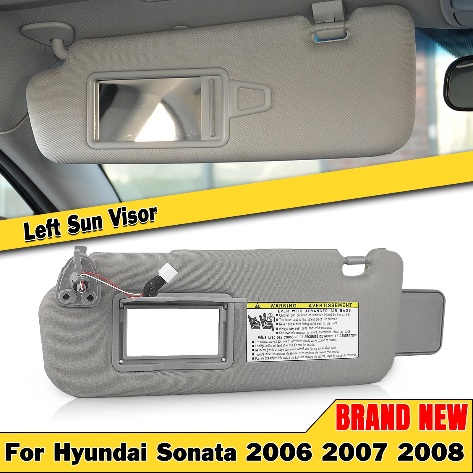 

For Hyundai Sonata 2005-2010 Gray/Beige Sun Visor Left Driver Front Window Shade Blind Shield Cover Windshield Sunvisor Sunshade