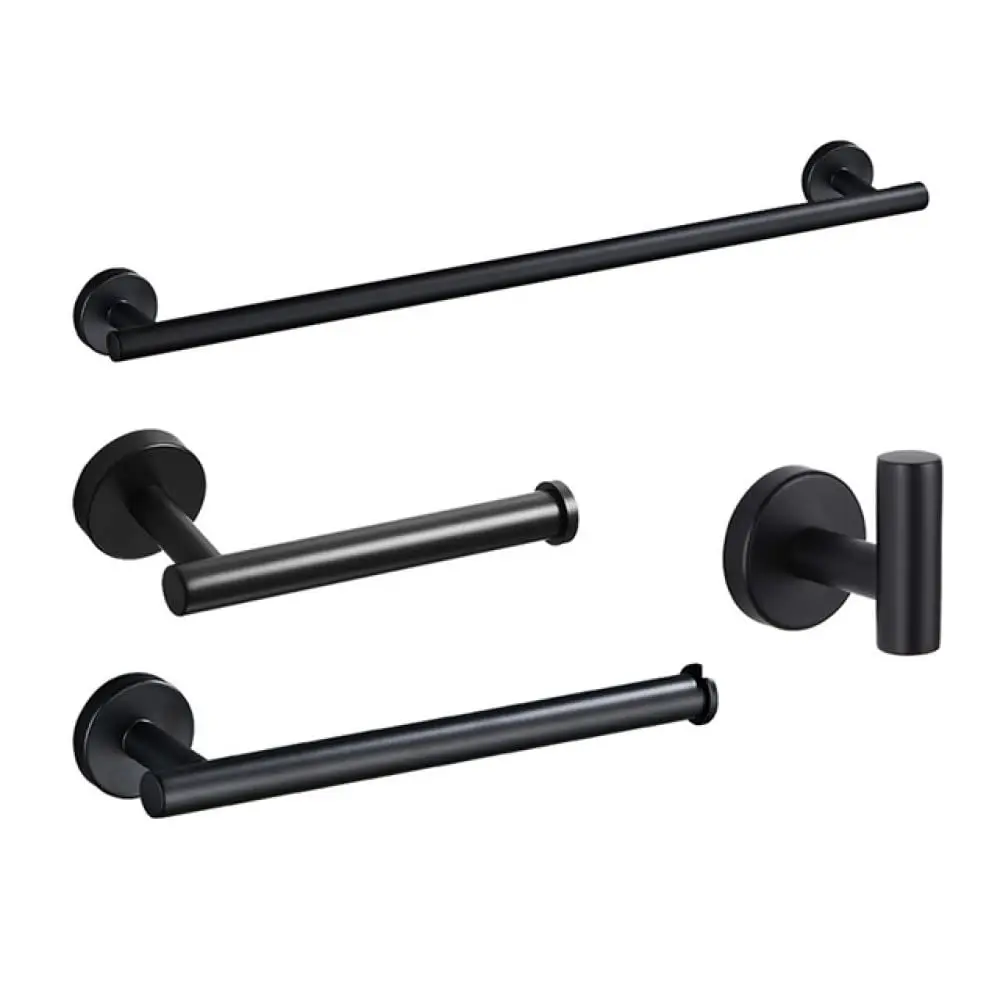 

Matte Black Gold Bathroom Hardware Set Towel Bar Robe Hook Toilet Paper Holder Wall Mount 4 Piece, Customized