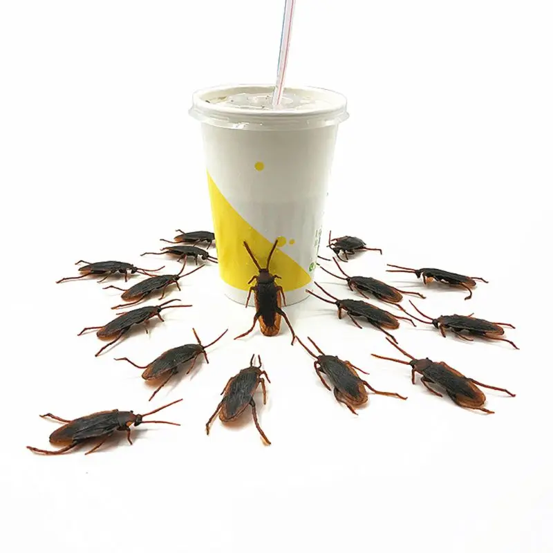 12PCS Prank Cockroach April Fool’s Props Realistic Trick Bugs Entertainment Toy Novelty Scary Gag Birthday Party Supply