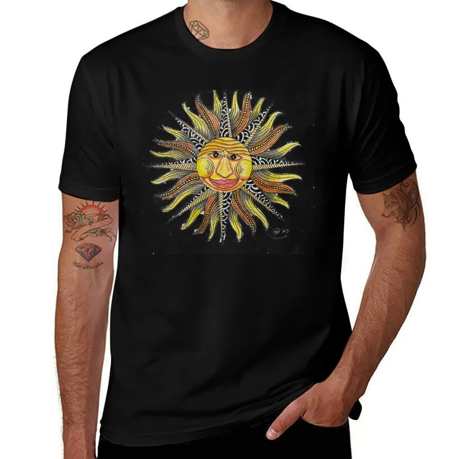

Funky Sun - colored pencil drawing by Steve Caddick T-Shirt funny t shirts man man t shirts for men T-Shirt
