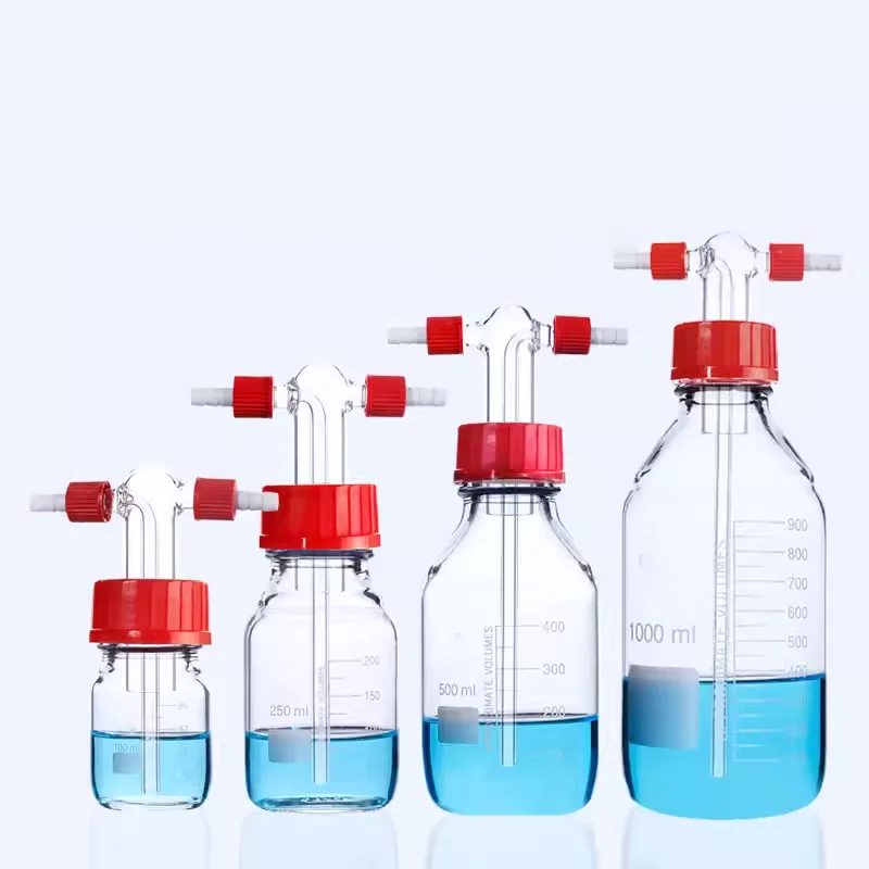 

Screw-top gas washer bottle straight tube GL45 screw-top buffer bottle accessories head gas washer bottle device laboratory use