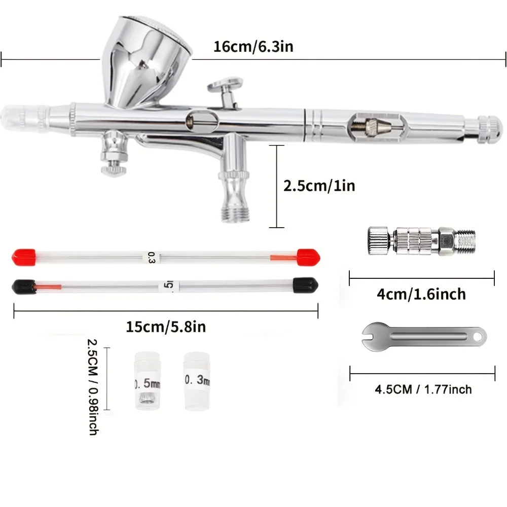 HY180 Dual-Action Gravity Airbrush Kit, 0.2/0.3/0.5mm Nozzles, for Art Painting, Model & Car Paint Repair