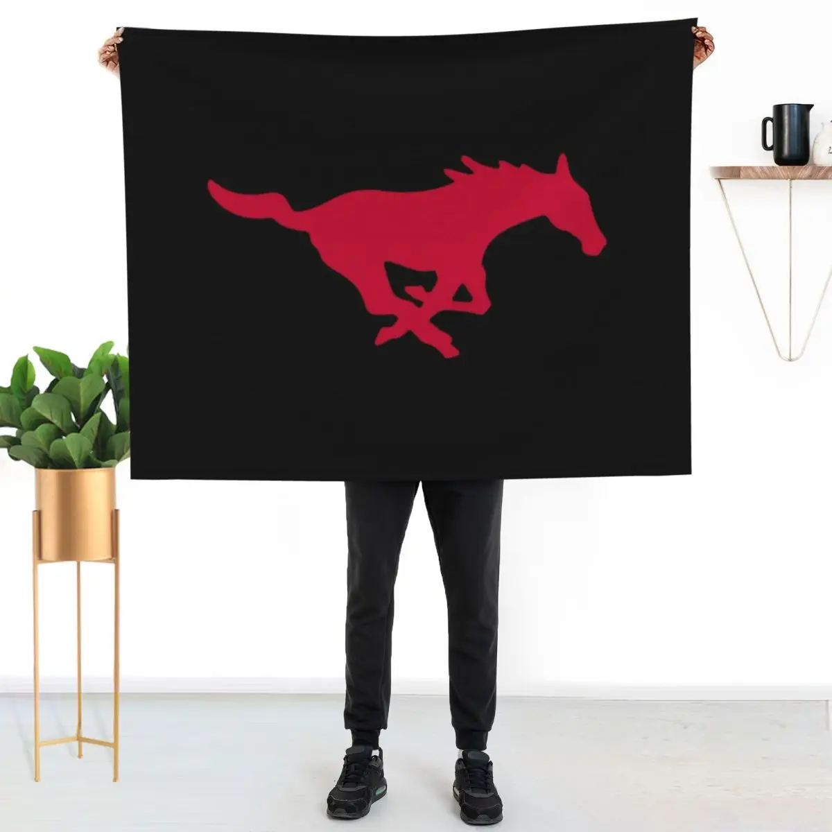 The SMU Mustangs Throw Blanket couch cozy soft plush fuzzy picnic outdoor blanket