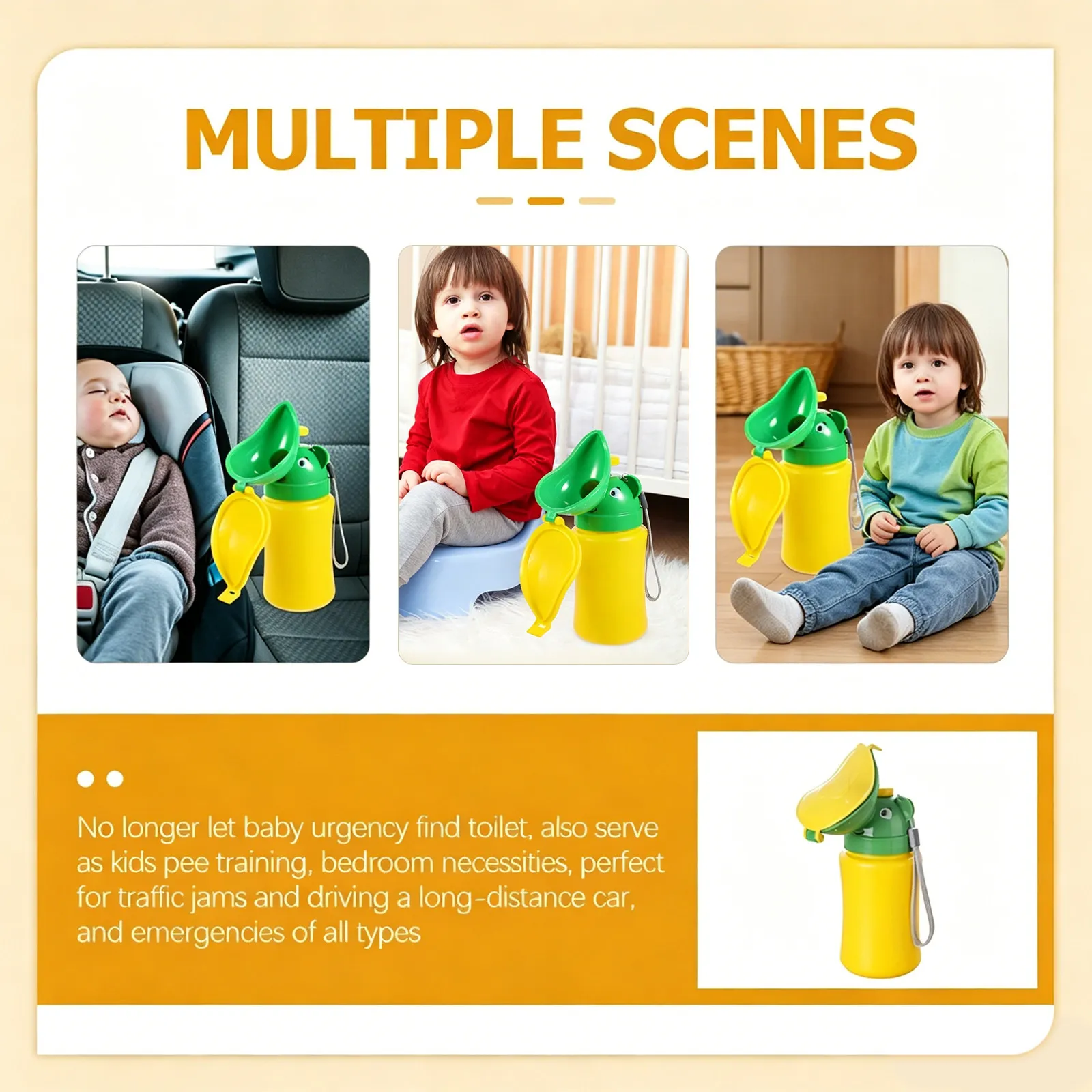Portable Car Potty Toddler Baby Urinal PP Material Smooth Edges Leakproof Travel Potty Portable Toilet for Boys