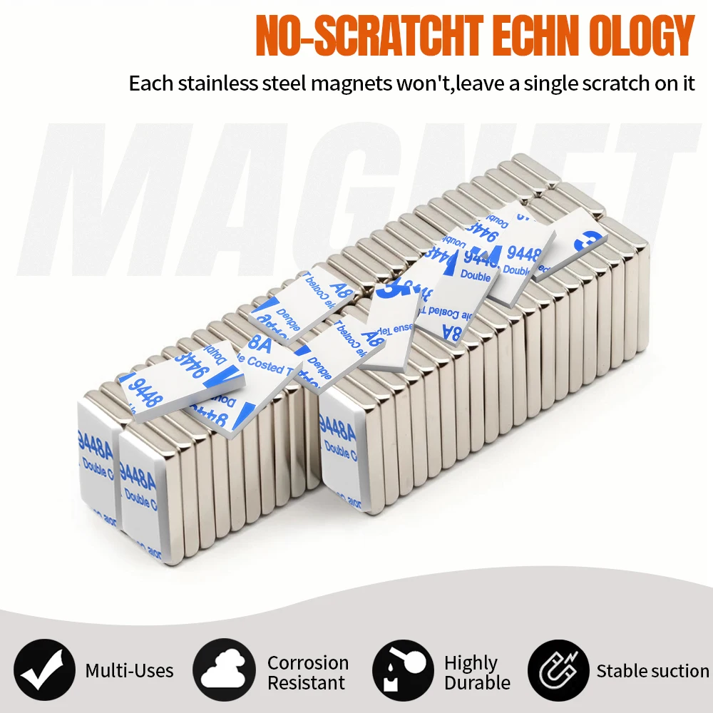 20x10x3mm Super Powerful Blcok Neodymium Magnet With double-sided adhesive Magnet N35 Strong Permanent Magnetic refrigerator