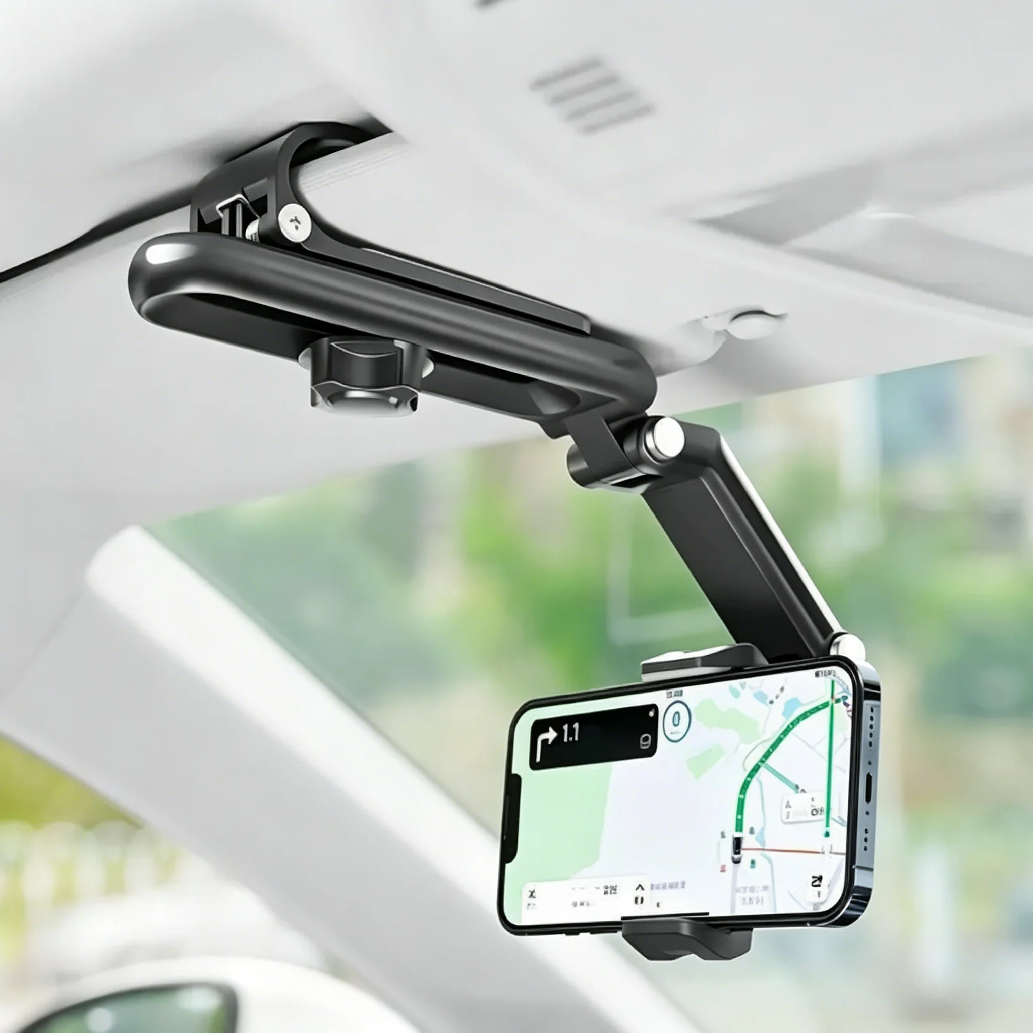 Suporte de Telefone para Carro com Visor Solar Multifuncional, Suporte Rotativo 360 para iPhone, Samsung, Xiaomi, Huawei, OPPO, Vivo