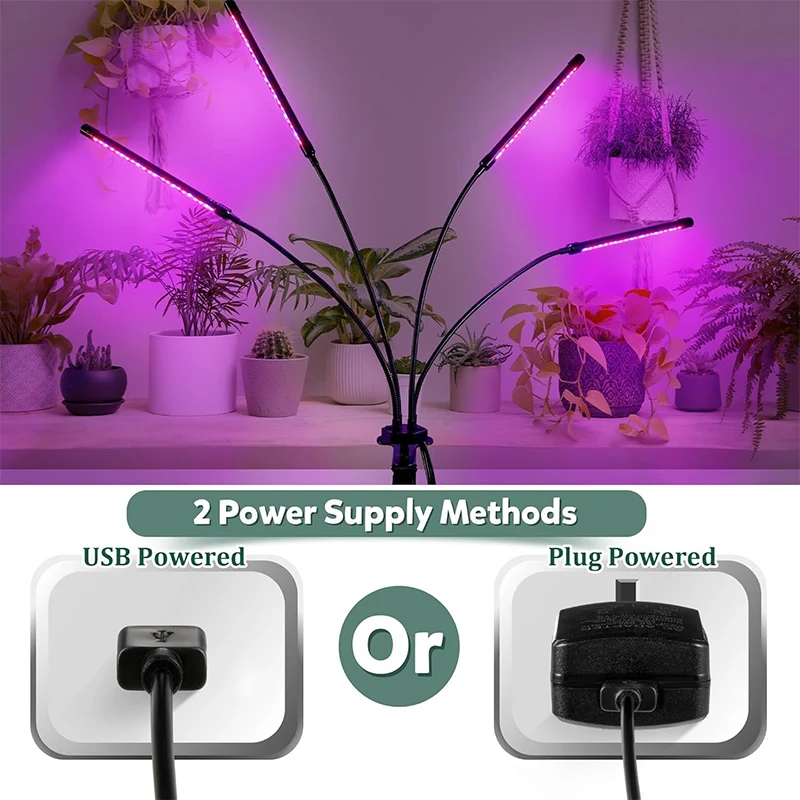 Planta USB de Espectro Completo Crescer Luz, Bulbo Hidropônico, Temporizador Interior, Regulável, Clipe, Phyto Lâmpada, Estufa, Vegetal, Flor, 20-100 LED