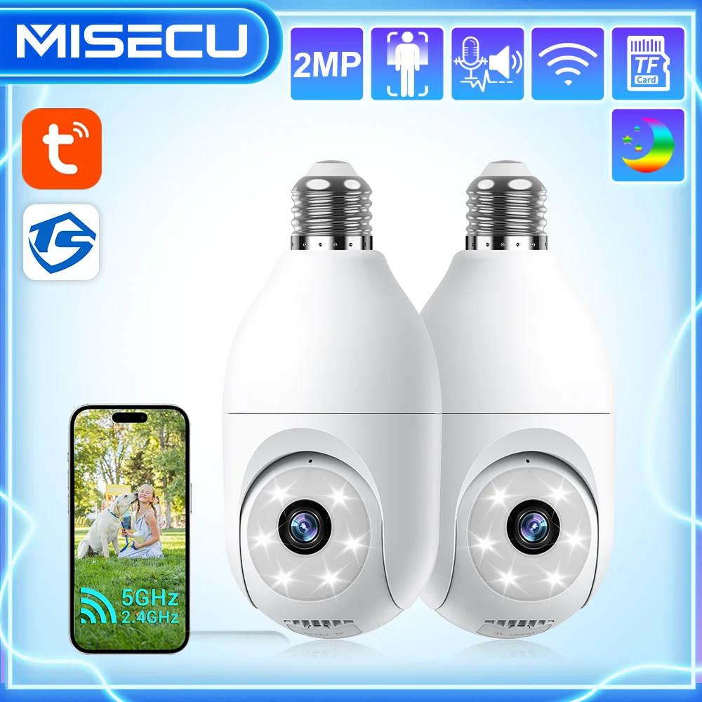 

MISECU Tuya 2MP 5G&2.4G Light Bulb Wifi Cameras 2-Way Talk，Motion Tracking for Home Security Outdoor Full Color Night Vision