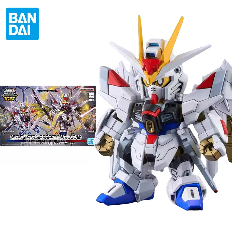 Bandai Original GUNDAM Anime SDCS MIGHTY STRIKE FREEDOM GUNDAM Action Figure Assembly Model Toys Ornaments Gifts for Children