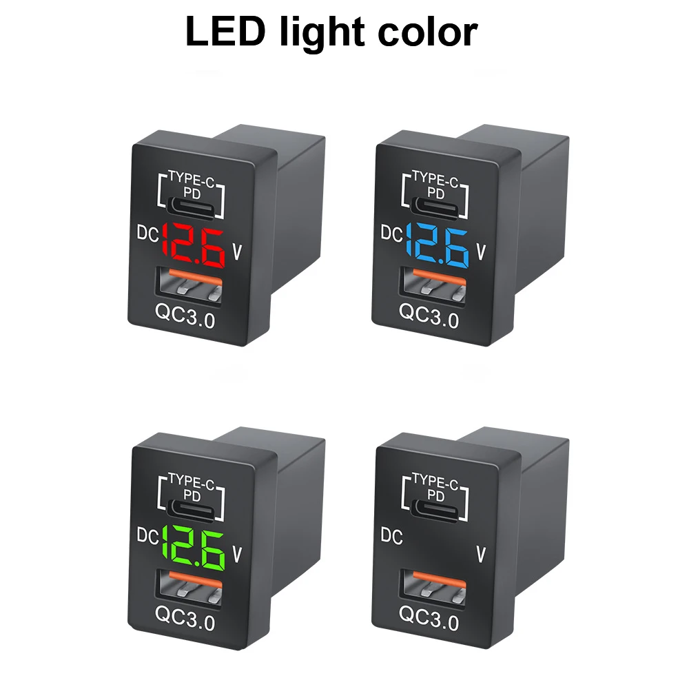 Новинка зарядное устройство для автомобиля PD Type C/QC 3,0 USB 12-24 в вольтметр стандартный автомобильный адаптер питания для Toyota Быстрая