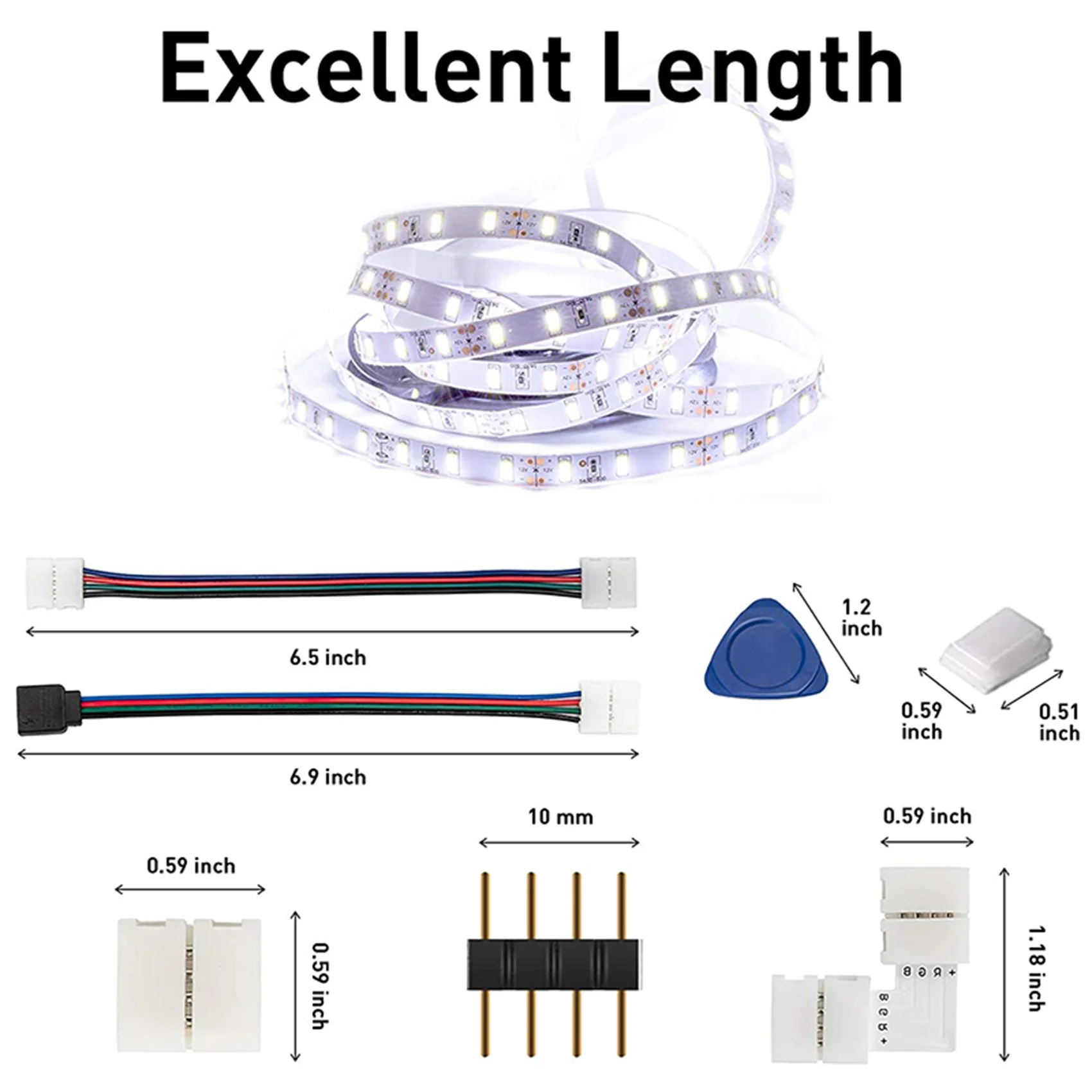 # Best Choice 3 Set LED Strip Connector 4 Pin 10Mm Solderless RGB Light Strip Connector For 5050 SMD - Gapless Connectors,L Shap