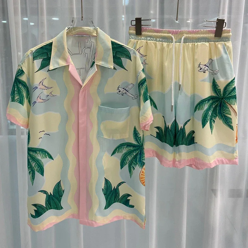 Conjunto informal de manga corta para playa