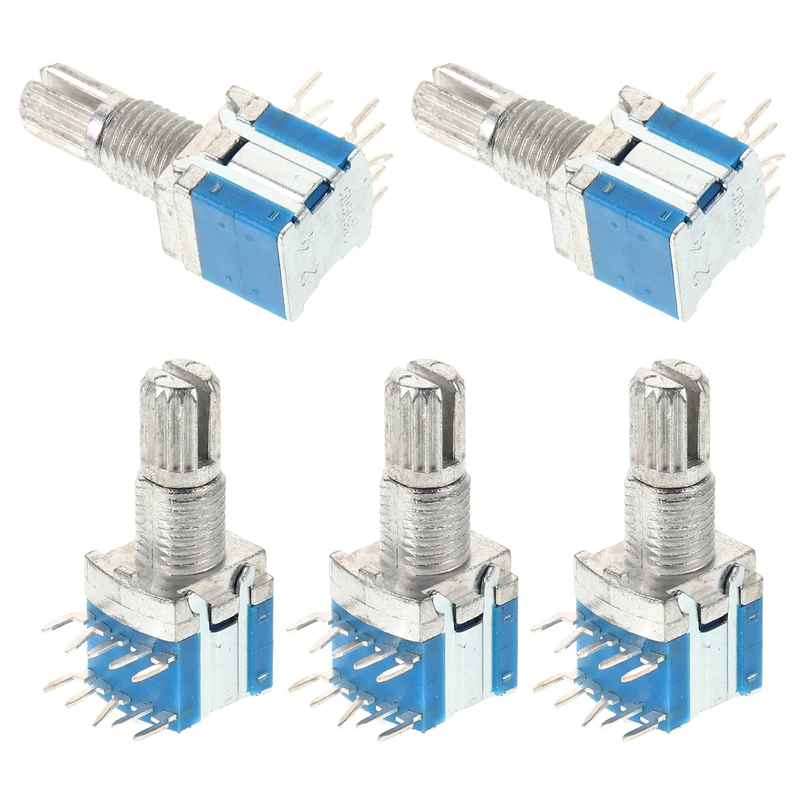 

5 Pcs Transfer Switch Rotary Encoder Mini Digital Potentiometer Iron 2P4T 15mm Precision Circuit Sturdy Reliable Versatile