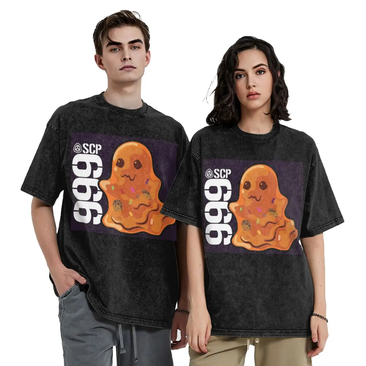 SCP 999 Tickle Monster SCP Foundation Washed T Shirts Casual Short Sleeve Hip Hop T-Shirt Streetwear Tops Tees for Men Women