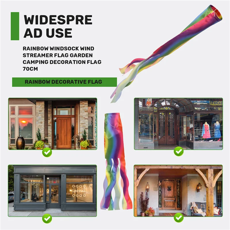 MLGB-Regenbogen Windsack Wind Streamer Flagge Garten Camping Dekoration Flagge 70CM