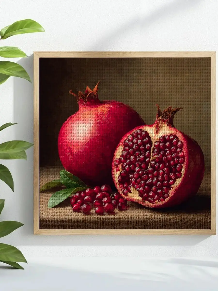 1 Stück 40x40 cm/15,74 Zoll Granatapfel-Stickerei-Set DIY-Kit 11CT/14CT DIY-Stickerei-Set DIY-Kreuzstich-Set als Geschenk – Detail 1