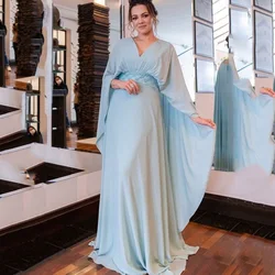 Vestidos personalizados de corte A con cuello en V para madre de la novia, vestido de noche con cinturón, vestido con temperamento, فسات İffertaات