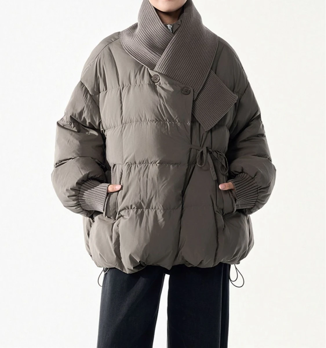 

Теплая хлопковая куртка со съемным шарфом и воротником на талии, теплая хлопковая куртка для женщин зимы, новинка 2025 года, толстая куртка