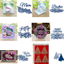 Myślące Cię Mama Słowa Metalowe Wykrojniki Na Dzień Matki Choinka Zestaw Wykrojników Do DIY Scrapbooking Tworzenie Kartek Rzemiosła