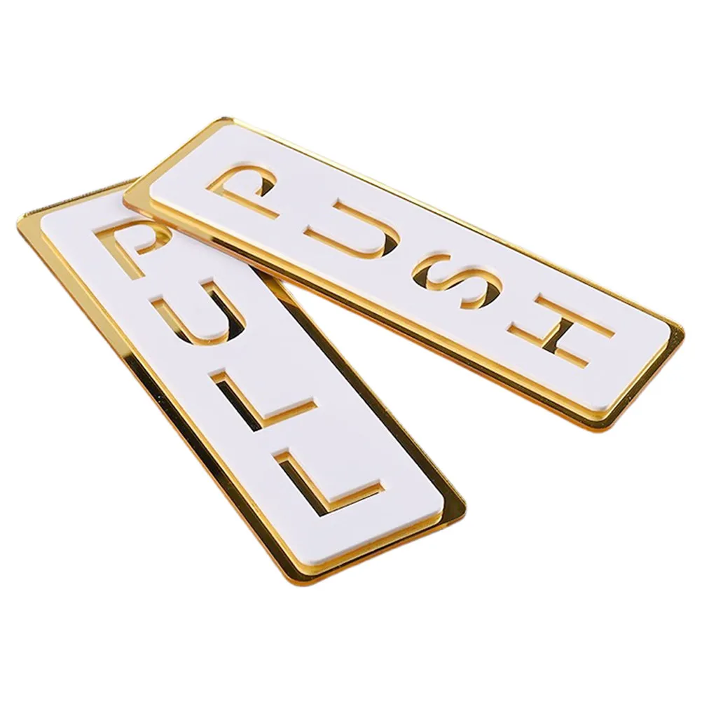 2Pcs Double Layer Acrylic Push Pull Door Signs Mirror Finish Door Indication Stickers for Glass Store Entrance Business Label