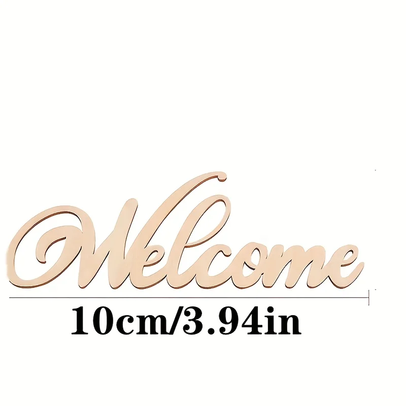 Unfinished Wooden Welcome Sign Cursive Letter Cutout DIY Hanging Plaque Wall Art for Front Door Home Wedding Party Decor
