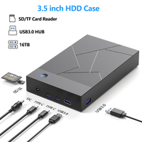 3.5 Inch HDD SSD Case Hard Drive Enclosure with USB HUB SD/TF Card Reader External HDD Box Support Up To 16TB