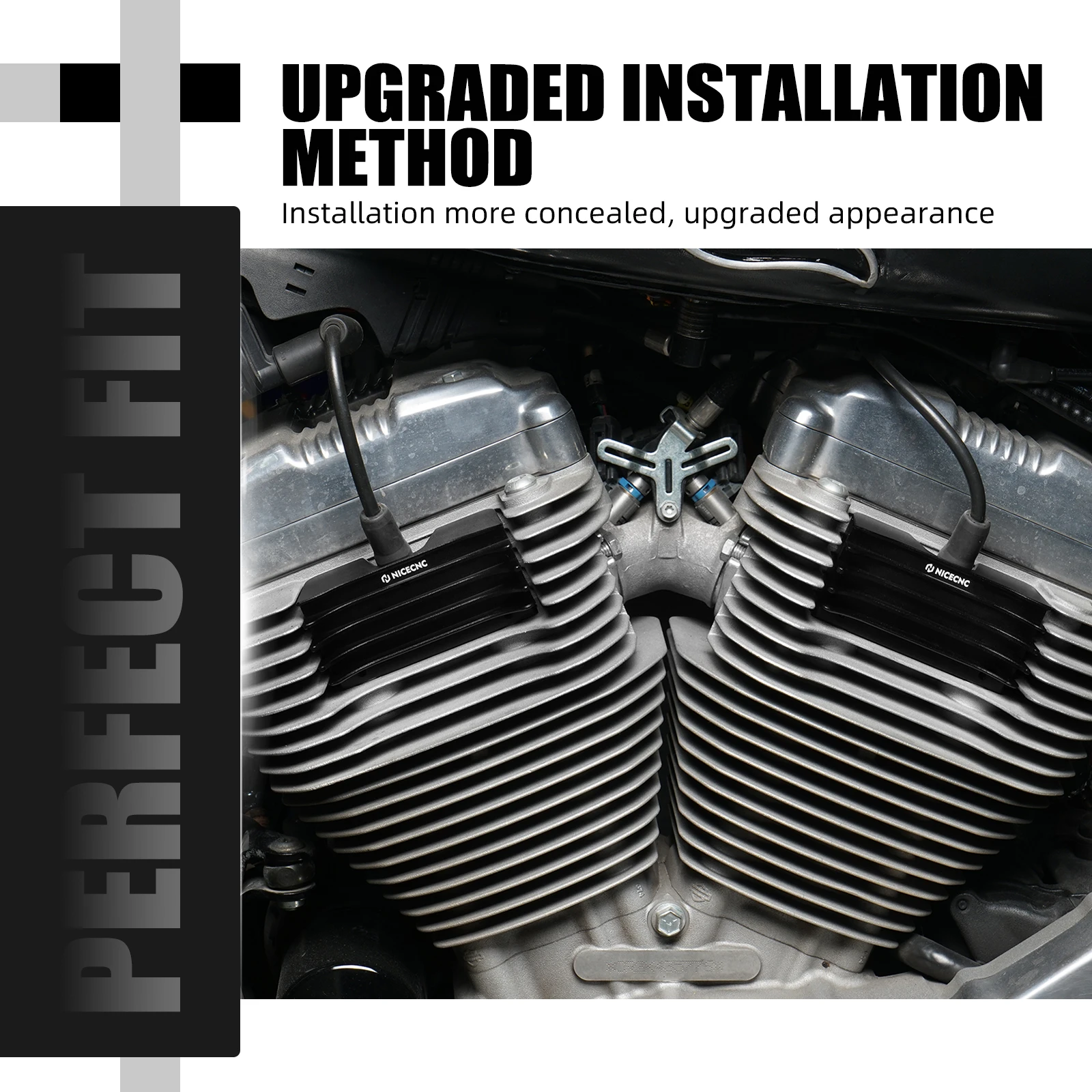 Couvercle de bougie d'allumage à ailettes pour moto, pour Harley Iron 883 XL883N 2009-2022 quarante huit XL1200X 2010-2022 soixante-douze XL1200V 12-17