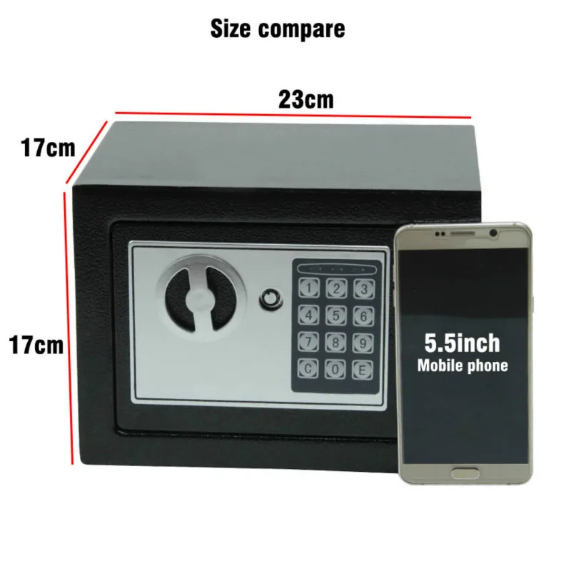 Mini Cofre Digital com Chave para Armazenar Dinheiro Jóias ou Documentos, Pequeno Depósito Doméstico, Mini Cofre de Aço, Moeda Vank