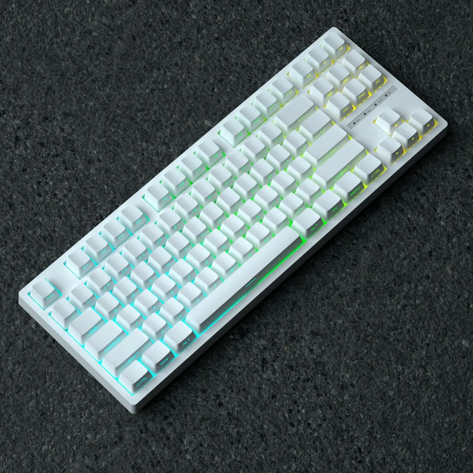 Pure white side engraved light-transmitting keycap gradual change color two-color dip PBT98/100/104/108
