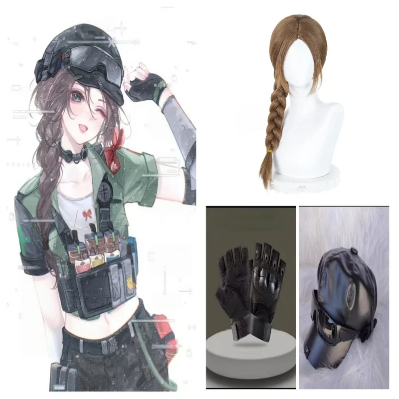 Styled Delta Force Vlinder Cosplay Wig Brown Heat Resistant Synthetic Hair Game Cos Wig for Halloween Party