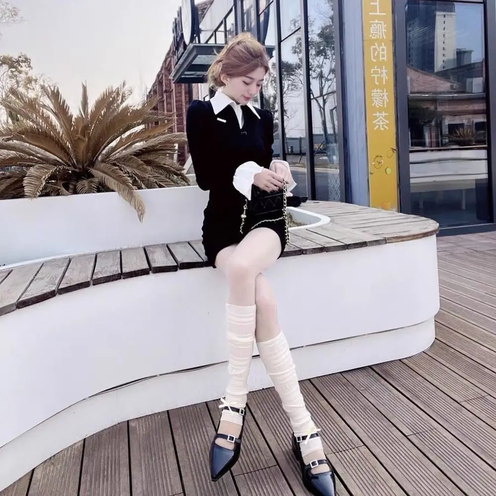 Solid Color Leg Warmers Fashion Cool Thin Lace Calf Socks Bow Tie Sun Protection Ice Silk Foot Cover Summer