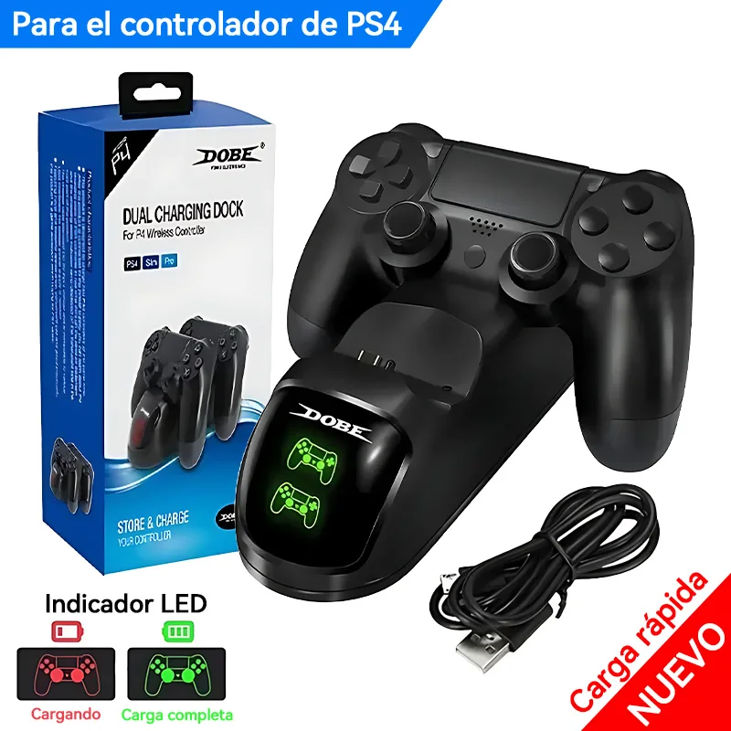 Nueva estación de carga PS4, cargador rápido inalámbrico para controlador de juegos, indicador LED, base Dual USB para PS4 Slim/PS4 Pro
