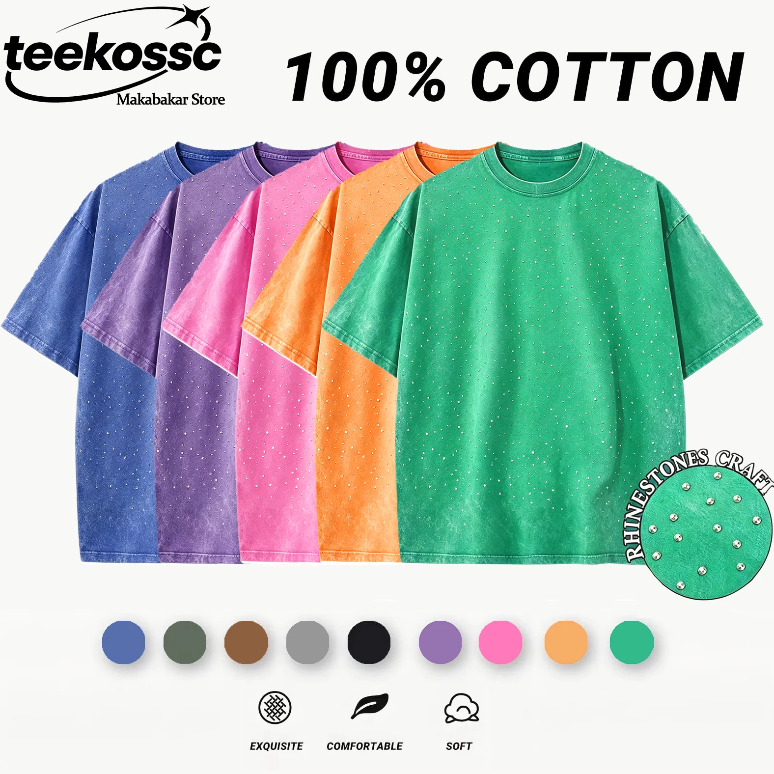 Summer Womens Washed T-shirts Vintage Diamond Cotton Short Sleeve Tops Casual O-Neck Oversized Tees Basic Street Woman Clothes
