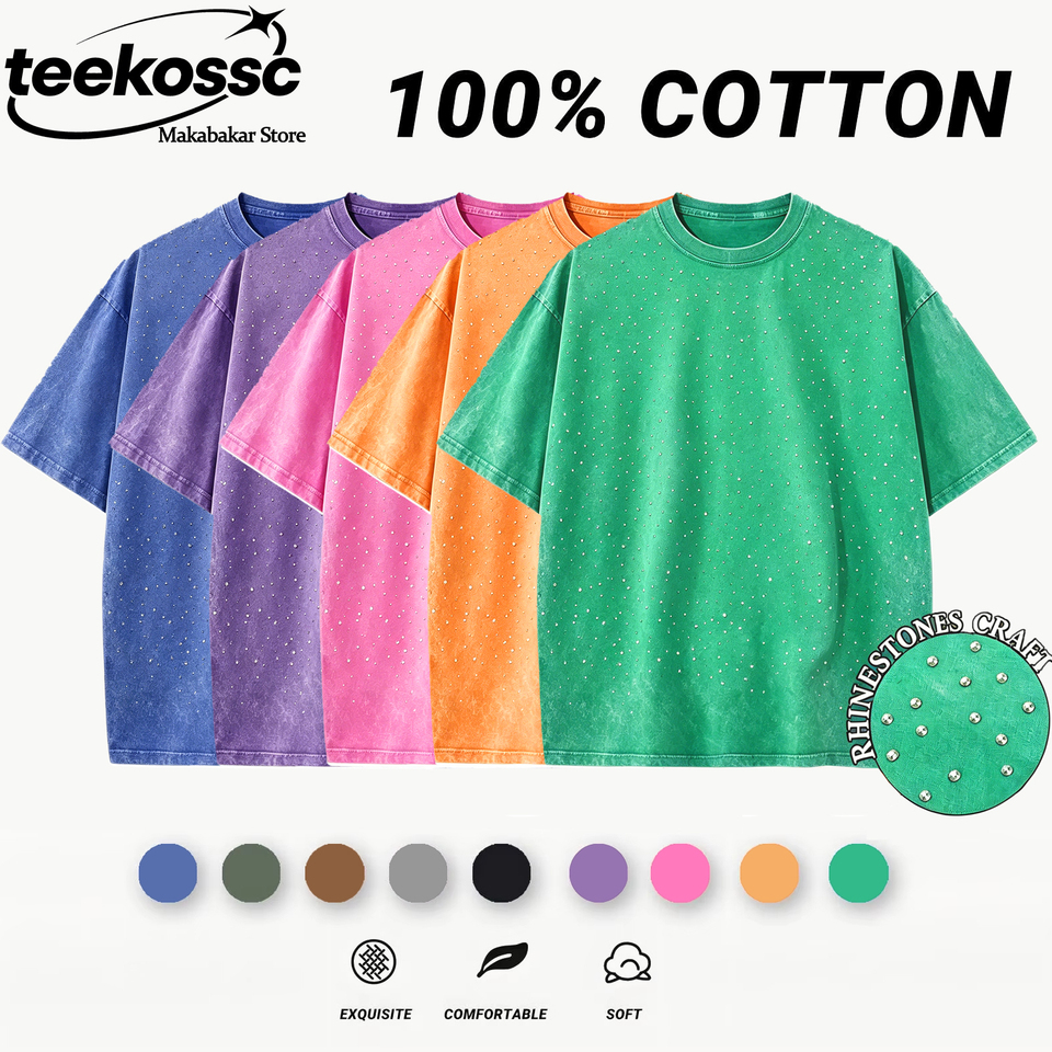  Summer Womens Washed T-shirts Vintage Diamond Cotton Short Sleeve Tops Casual O-Neck Oversized Tees Basic Street Woman Clothes