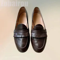 Brown Tassels Lychee Print Sewing Design Penny Loafers Fashion Slip On Men Shoes Luxury Handmade Party Office Men Casual Shoes