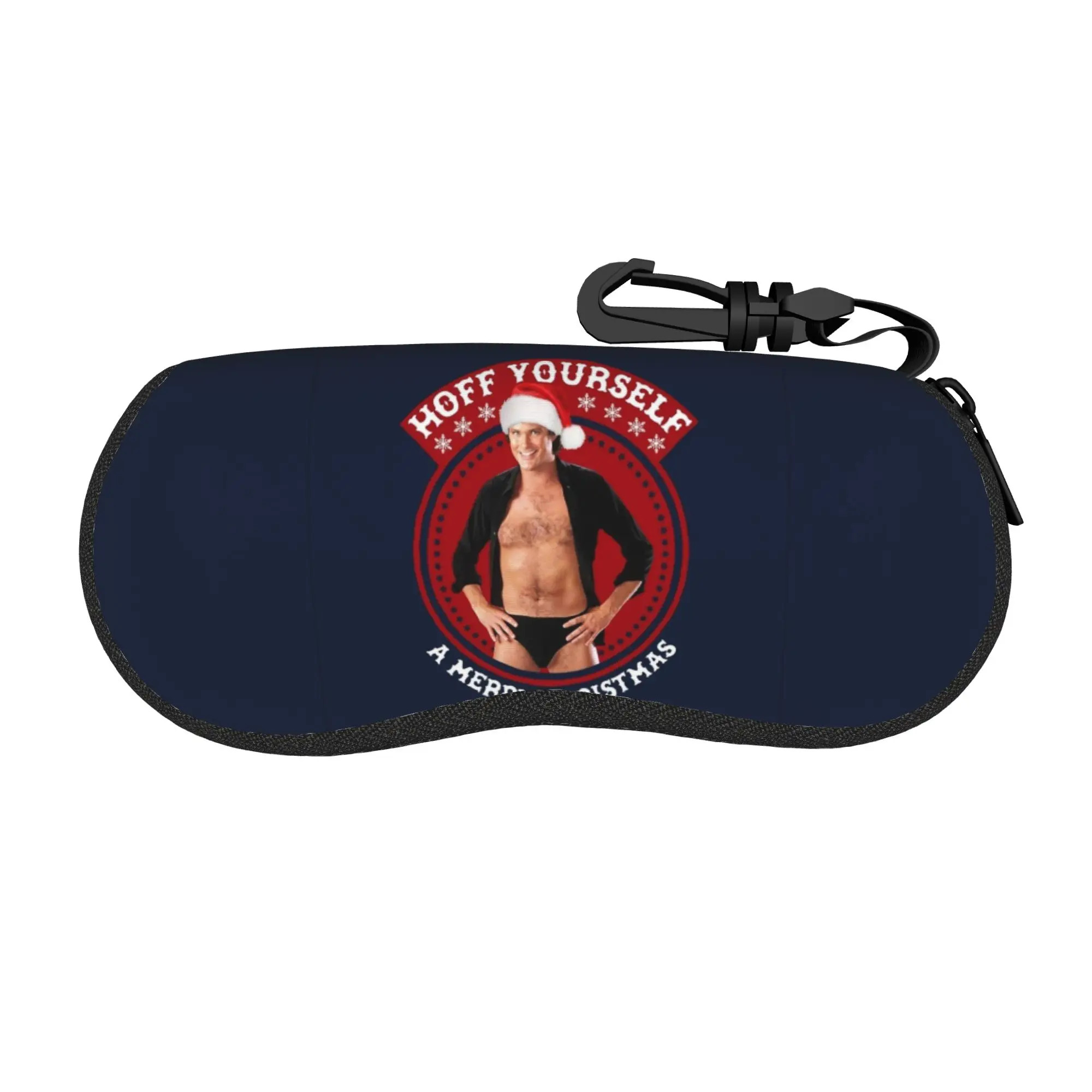 David Hasselhoff Merry christmas  Glasses Case Cover  Sunglasses Case Daily Retro Eyewear Box Zipper Unisex Glasses Box