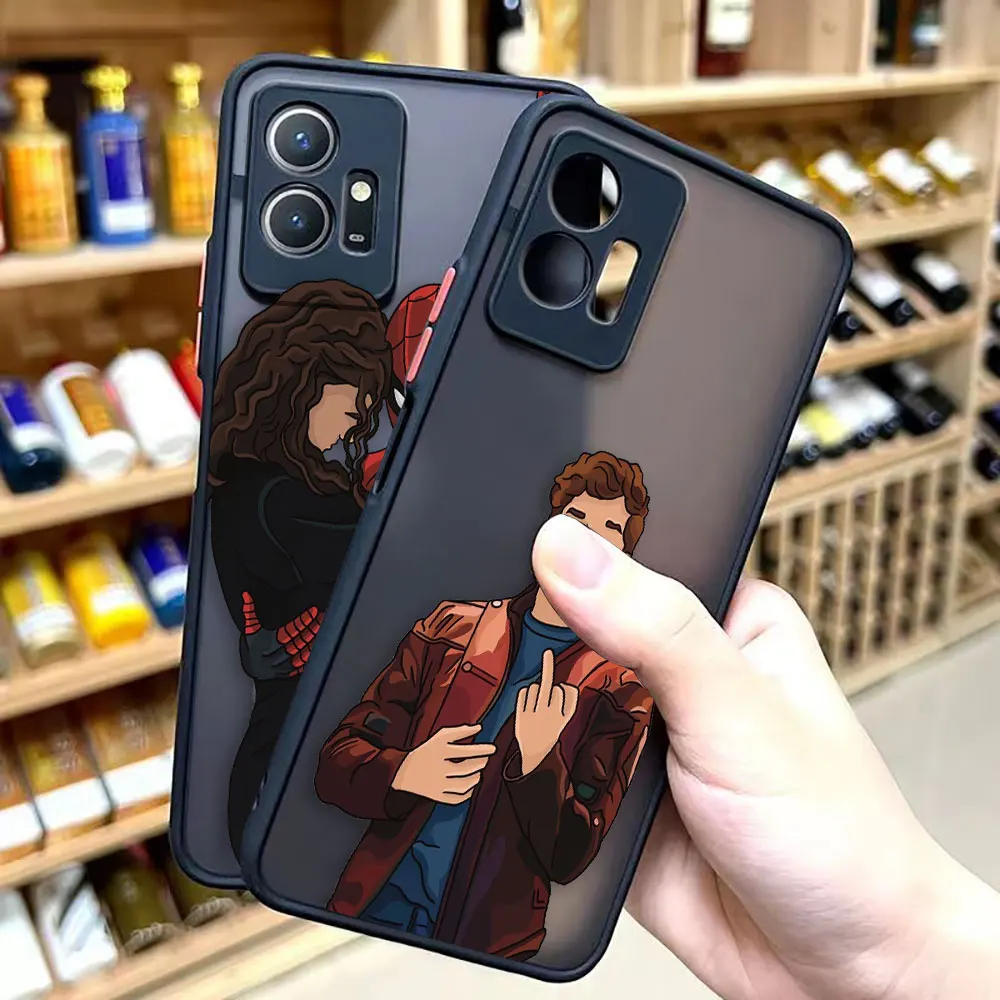 Matte Case for VIVO Y93 Y91C Y91 Y85 Y77 Y76 Y75 Y73 Y72 Y71 Y53 Y52S Y50 Y35 Y22 Y20 4G 5G Case Marvel Avengers Heros Faceless