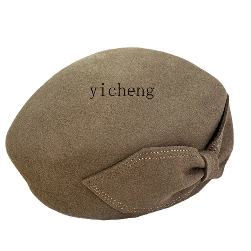 YY New Autumn and Winter Woolen Painter Cap French Retro Octagonal Hat British Bowler Hat