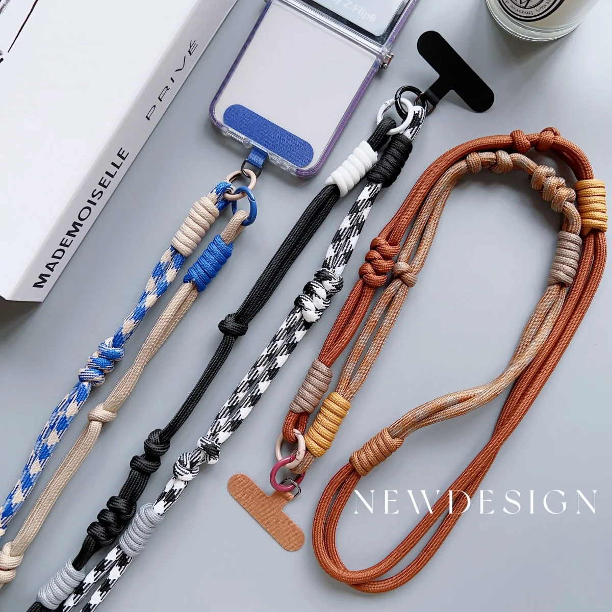 Cute Fashion Splicing Phone Lanyard Diameter Outdoor Case Crossbody Shoulder Card Neck Cord Clip Hang Anti-lost Wrist Strap New