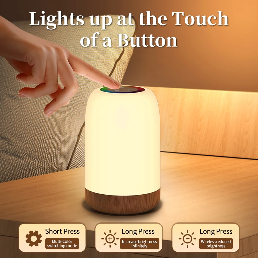 

RGB touch dimmable night light Dreamy atmosphere Children's bedside lamp Rechargeable portable Gift Suitable for bedroom camping