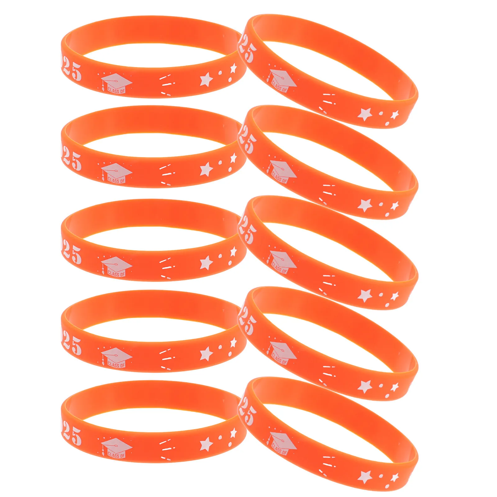 10Pcs Graduation Wristbands Silicone Bracelets Class of 2025 Party Accessory School Decorative Event Wristbands