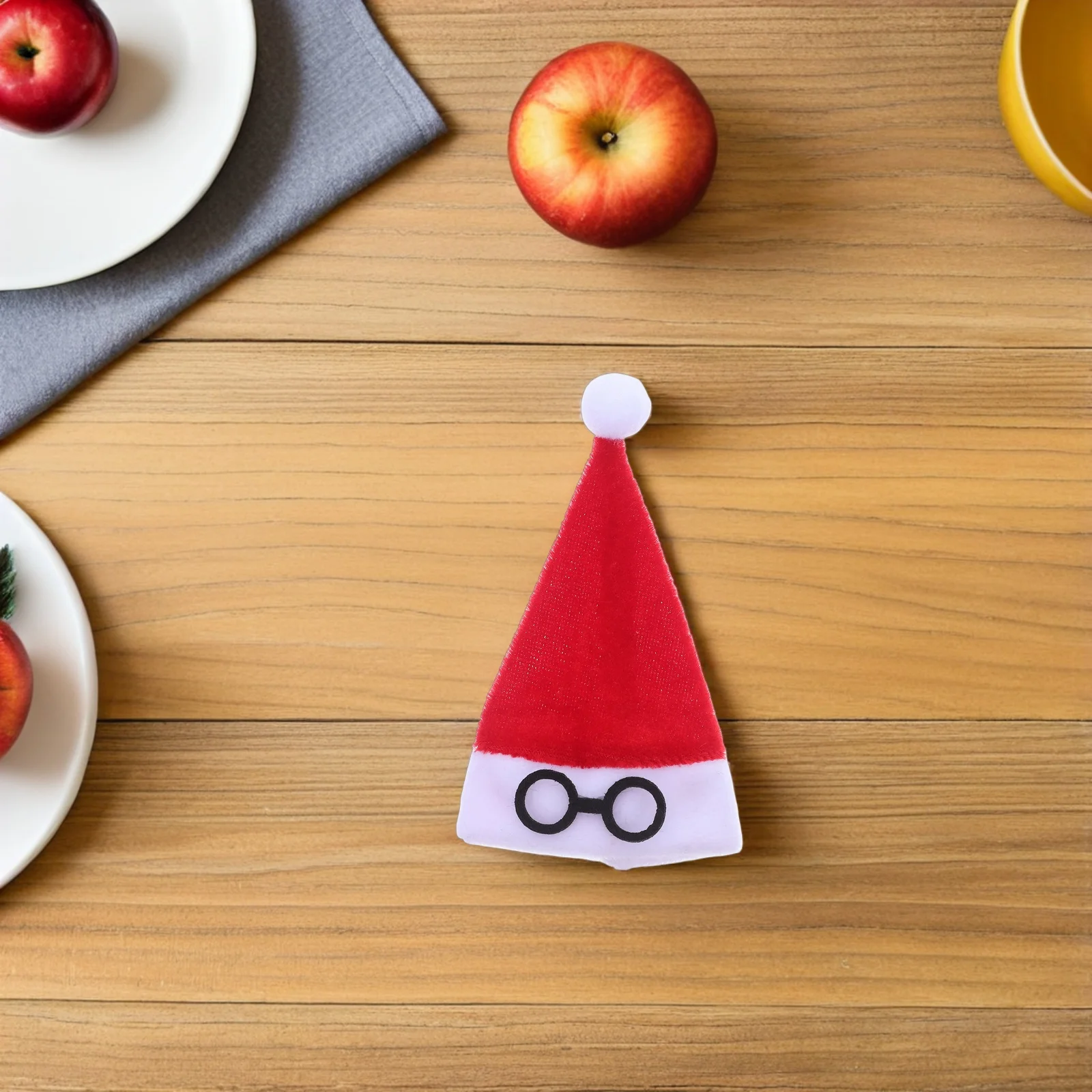 10 قطعة قبعة عيد الميلاد المصغرة الأحمر الفانيلا النسيج الصغيرة سانتا كلوز القبعات لأواني أصحاب كأس يغطي DIY بها بنفسك دمية اكسسوارات #4
