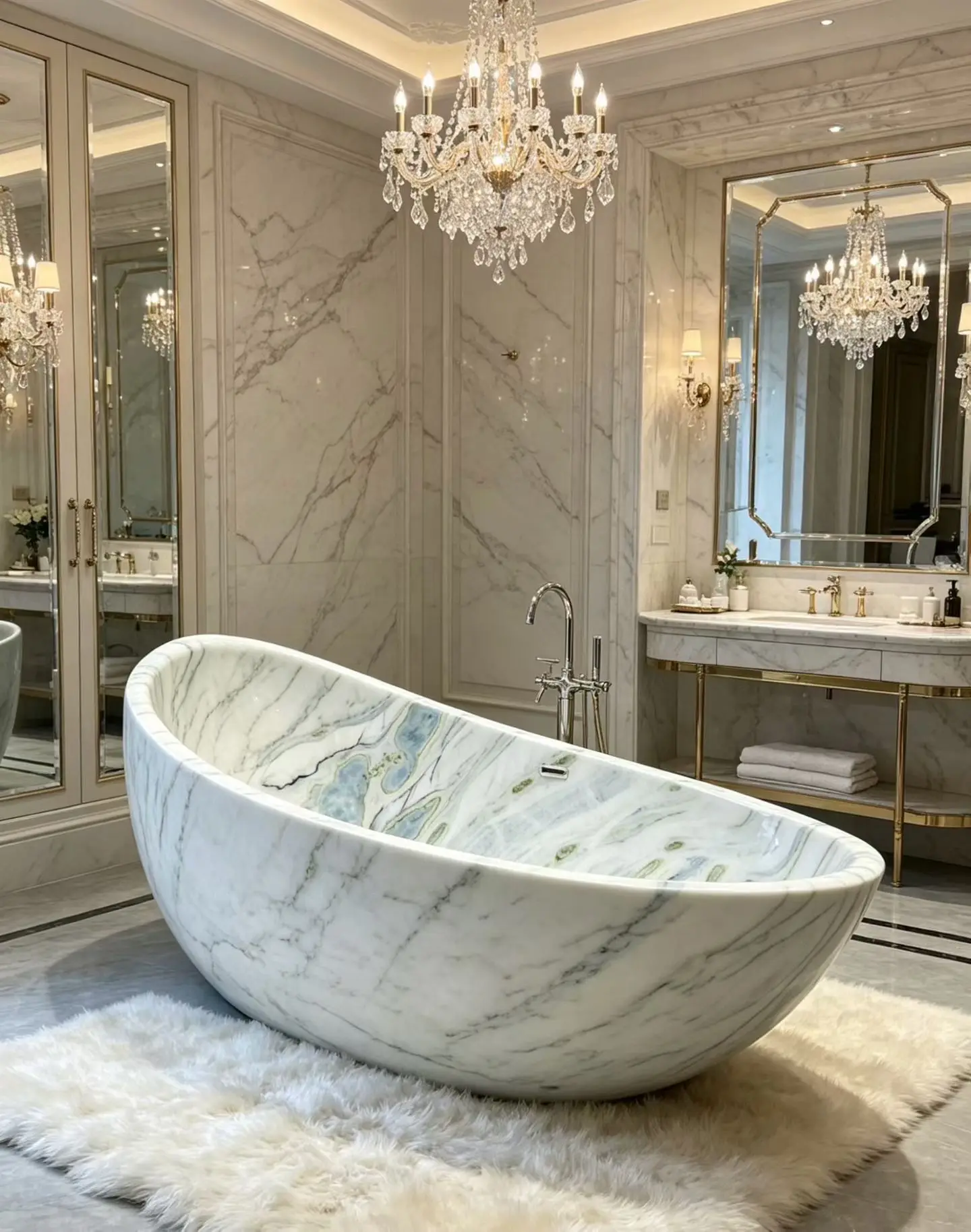#￥Wholesale Egg Shaped Freestanding Bathtub Custom Hand Carved Natural Marble Blue Green Adult Soaking Egg Shaped Tub