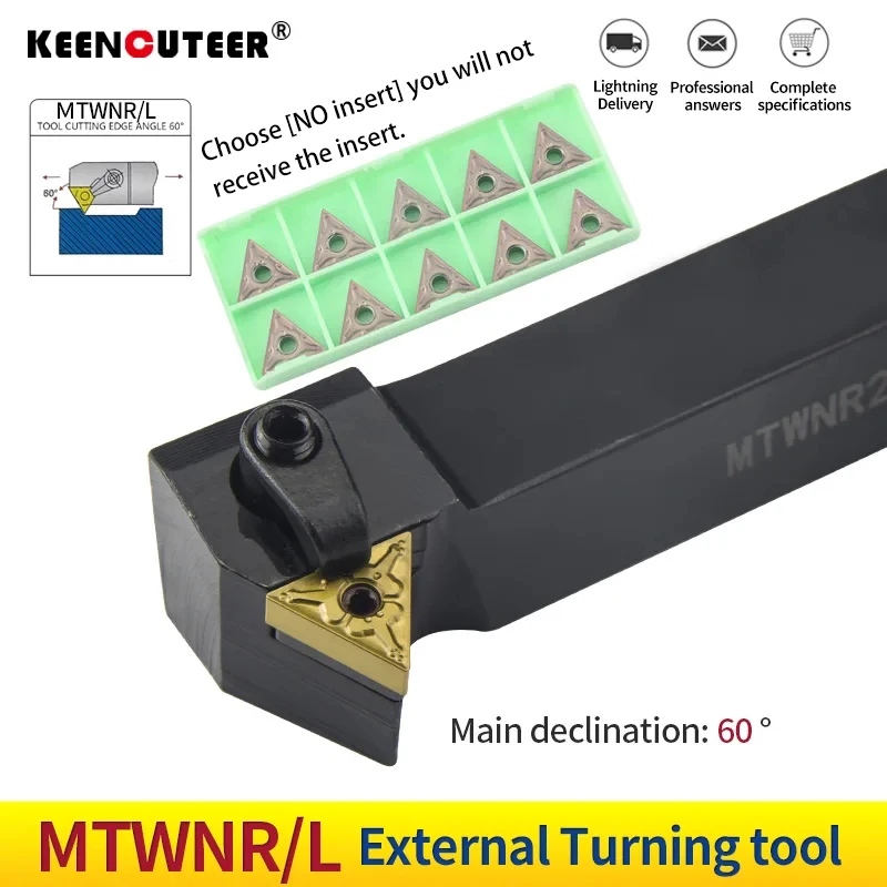 1pc MTWNR1616H16 MTWNR2020K16 MTWNL2525M16 External Turning Tool Holder TNMG Carbide Inserts MTWNR/L Lathe Cutting Tools Set